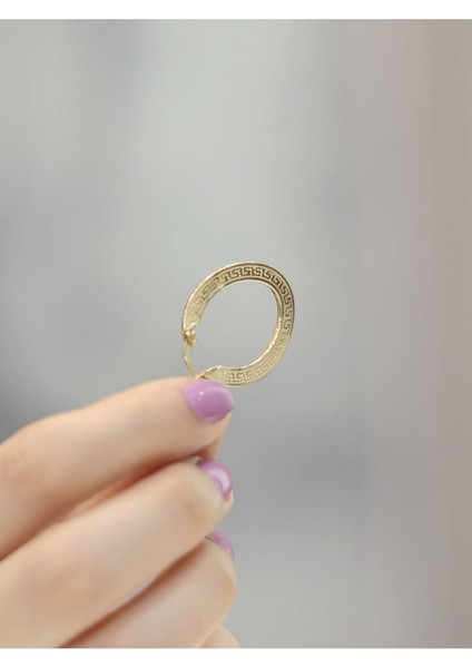 14 Ayar Altın Dalgalı Elips Greek Küpe modelleri