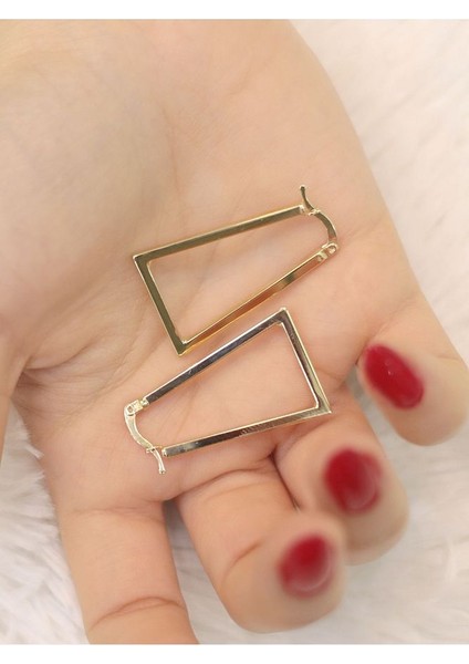 14 Ayar Altın Büyük Üçgen Küpe modelleri