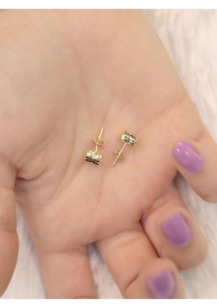 14 Ayar Altın Kahverengi Yonca Küpe modelleri