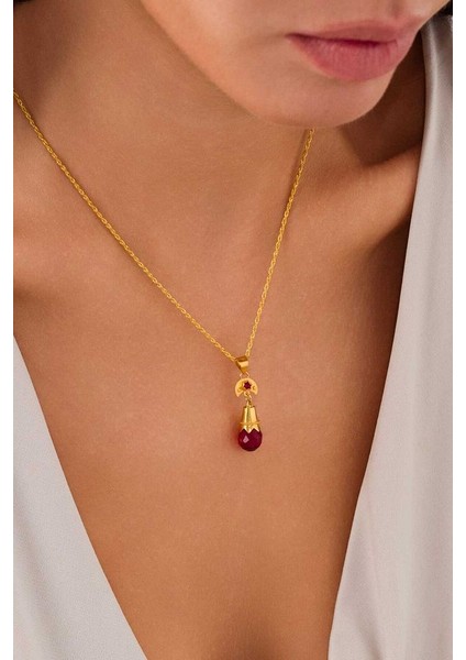 14 Ayar Altın Kırmızı Nar Tanesi Kolye fırsatları