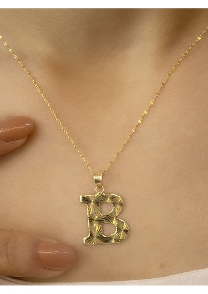 ZEYNEPLİ GOLD 14 Ayar Altın Press Füzyon B Harfli Kolye fırsatları