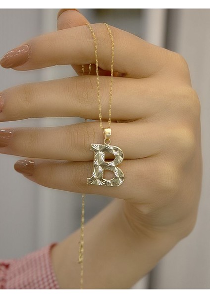 ZEYNEPLİ GOLD 14 Ayar Altın Press Füzyon B Harfli Kolye indirimleri