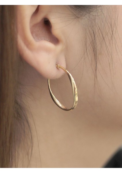 14 Ayar Altın Elips Dalgalı Küpe fiyatları