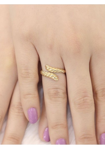 14 Ayar Altın Çiftli Midye Yüzük