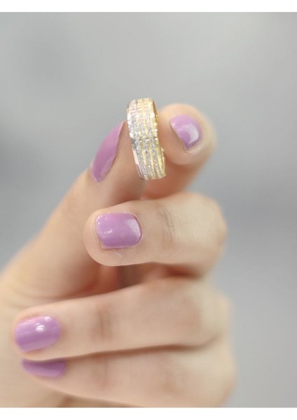 14 Ayar Altın 3 Sıra Taşlı Alyans Yüzük modelleri