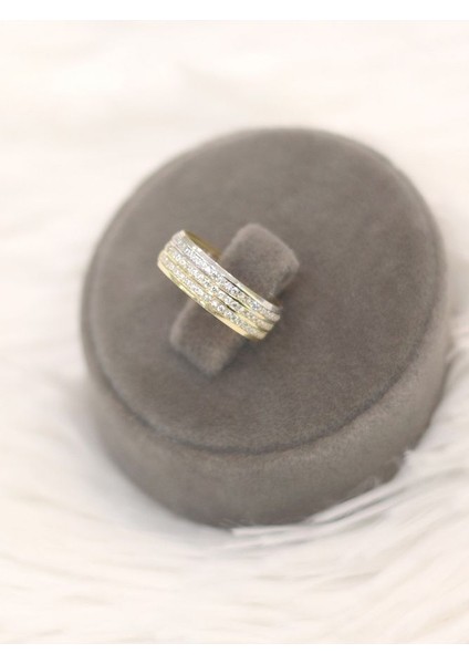 14 Ayar Altın 3 Sıra Taşlı Alyans Yüzük fırsatları