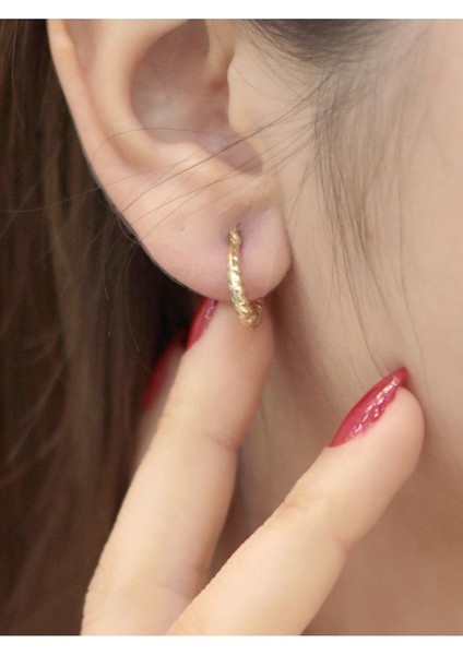 14 Ayar Altın Küçük Midye Hilal Küpe