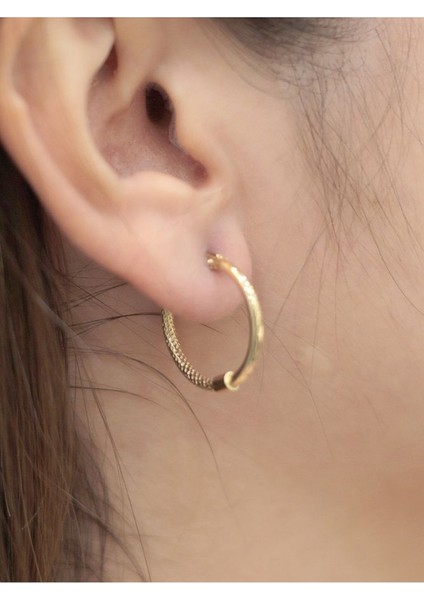 14 Ayar Altın Double Edge Küpe