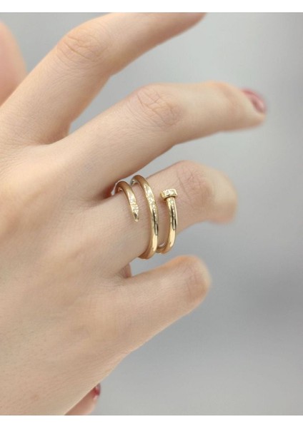 14 Ayar Altın Çift Sıra Çivi Yüzük