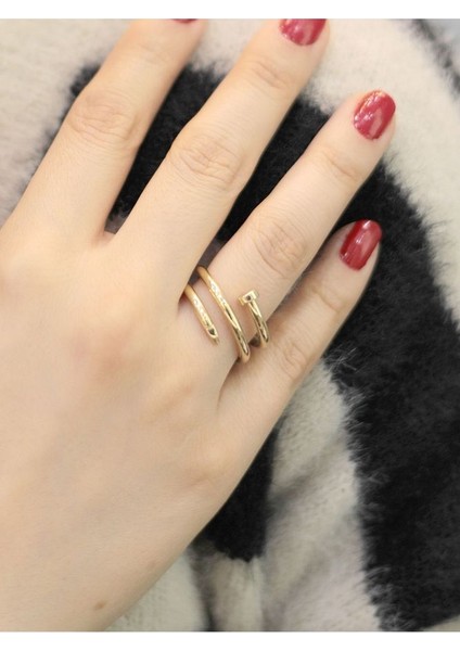 14 Ayar Altın Çift Sıra Çivi Yüzük fiyatları