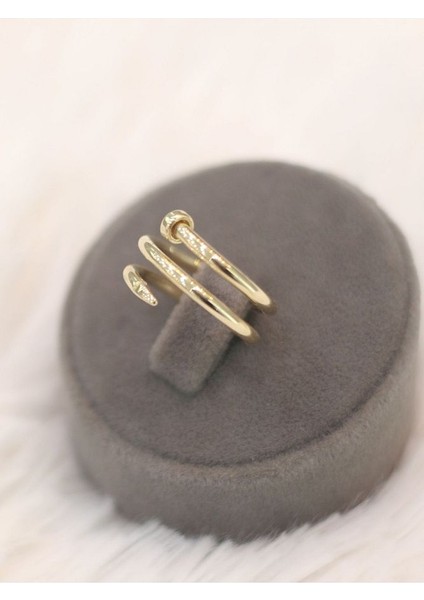 14 Ayar Altın Çift Sıra Çivi Yüzük modelleri