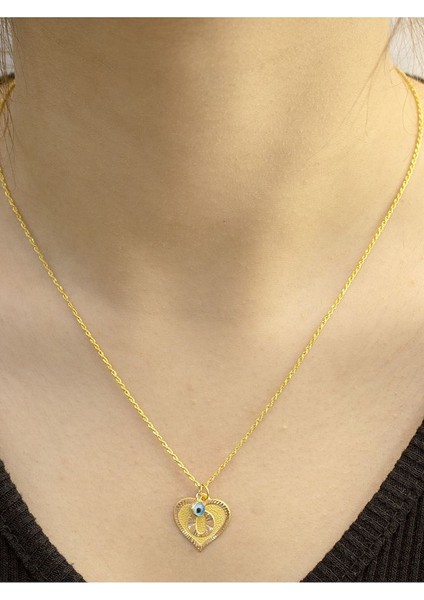 14 Ayar Altın Kalpli O Harfi Kolye