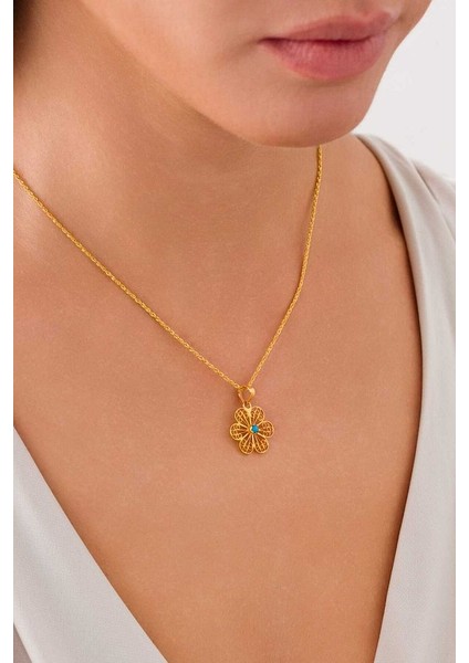 14 Ayar Altın Papatya Zümrüt Kolye fiyatları