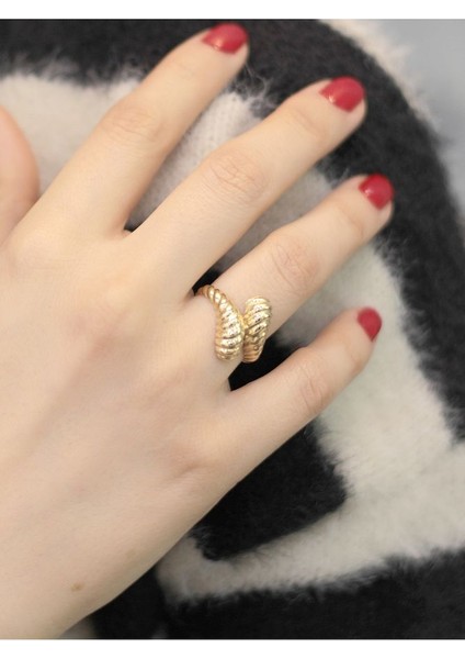 14 Ayar Altın Çiftli Worm Yüzük