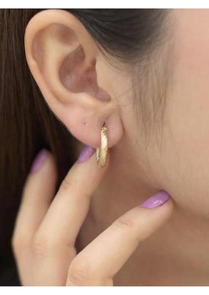 14 Ayar Altın Italyan Simli Küçük Boy Küpe