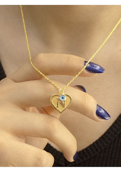 14 Ayar Altın Kalpli N Harfi Kolye indirimleri