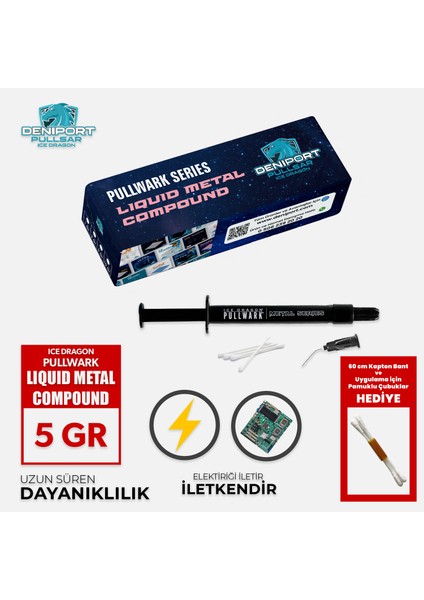 Icedragon® Pullwark™ Metal Series™ 128W/M-K Sıvı Soğutma/Likit Metal/Sıvı Metal