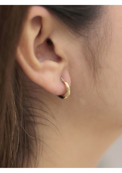 14 Ayar Altın Desenli Küçük Halka Küpe fiyatları