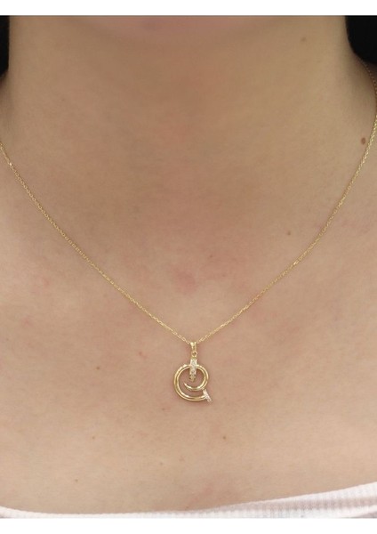 14 Ayar Altın Çivi Tasarım Uçlu Kolye