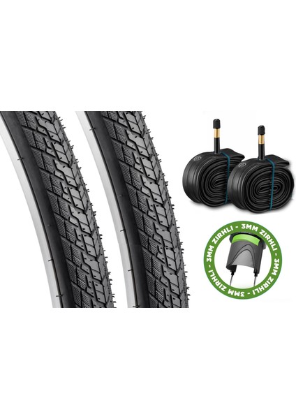 3mm Zırhlı Patlamaya Karşı Korumalı 28 Jant Elektrikli Bisiklet Lastik Seti Rks ZF10 ZF15 Mj1 700X38 (Ön + Arka, Iç ve Dış Lastik)