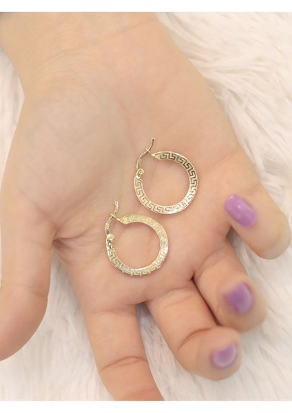 14 Ayar Altın Dalgalı Greek Küpe modelleri