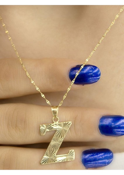 ZEYNEPLİ GOLD 14 Ayar Altın Press Füzyon Z Harfli Kolye modelleri