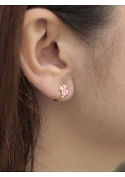 14 Ayar Altın Pembe Yonca Çocuk Küpesi fiyatları