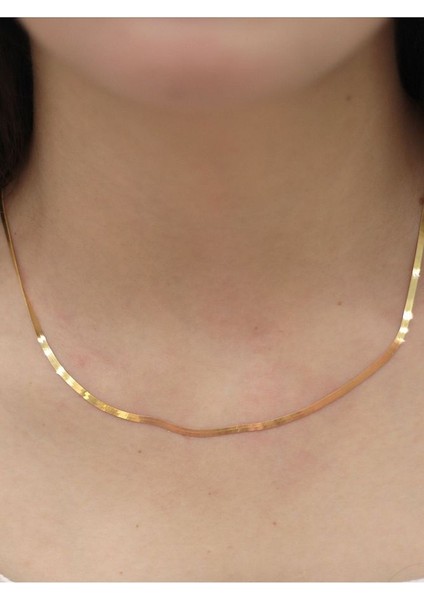 14 Ayar Altın Italyan Yassı Ezme Kolye