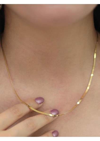 14 Ayar Altın Italyan Yassı Ezme Kolye modelleri