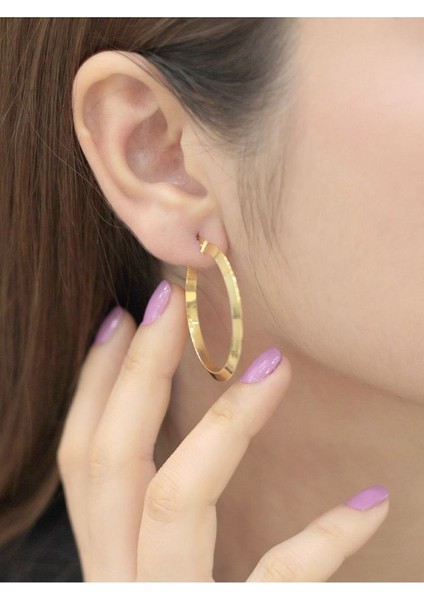 14 Ayar Altın Xl Silindir Küpe