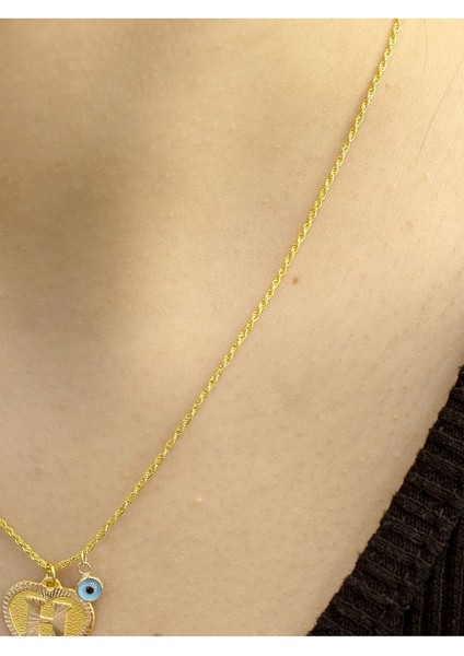 14 Ayar Altın Kalpli H Harfli Kolye modelleri