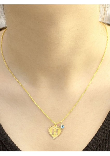 14 Ayar Altın Kalpli H Harfli Kolye fırsatları