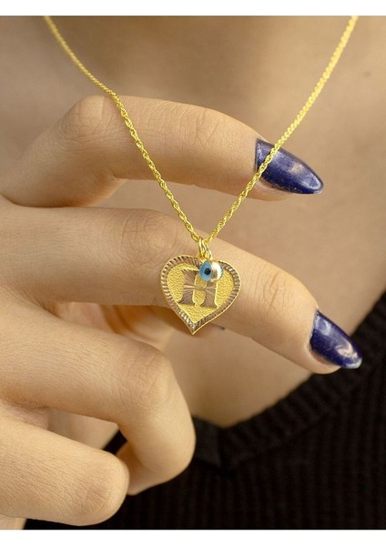 14 Ayar Altın Kalpli H Harfli Kolye indirimleri