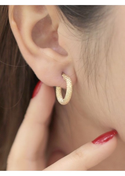 14 Ayar Altın Simli Küçük Boy Küpe