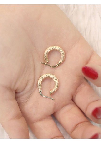 14 Ayar Altın Simli Küçük Boy Küpe modelleri