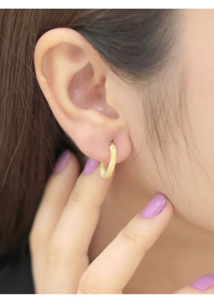 14 Ayar Altın Küçük Boy Italyan Hasır Küpe