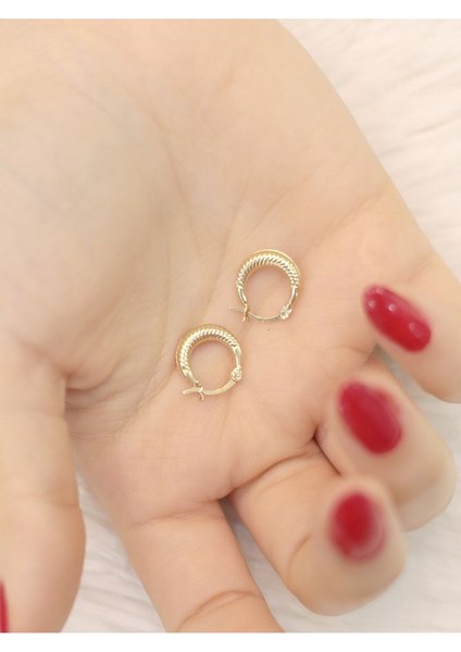 14 Ayar Altın Bombeli Midye Küpe modelleri