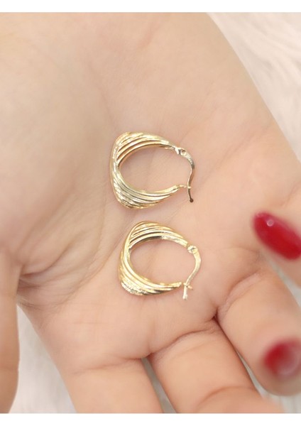 14 Ayar Altın Parıltı Bag Küpe modelleri