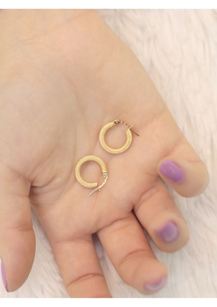 14 Ayar Altın Küçük Boy Italyan Hasır Küpe modelleri