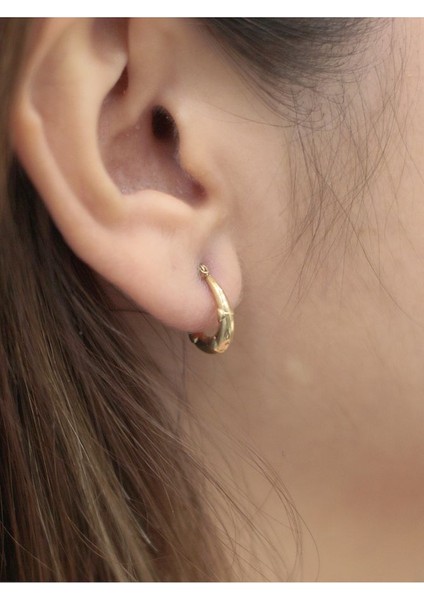 14 Ayar Altın Bombeli Desenli Küpe fiyatları