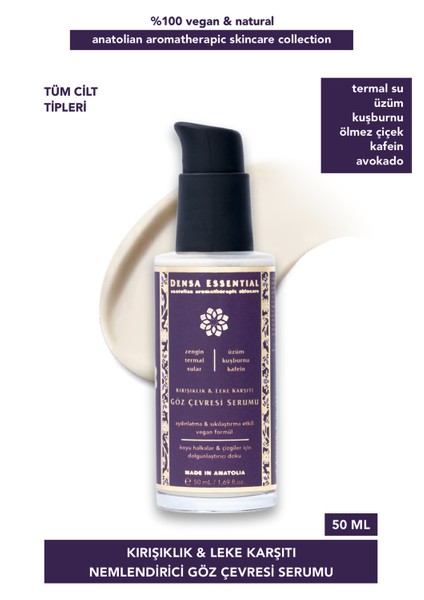 Kırışıklık & Leke Karşıtı Göz Çevresi Serumu 50 ml Koyu Halka Torbalanma Karşıtı/aydınlatma/nemlendirici/canlandırıcı