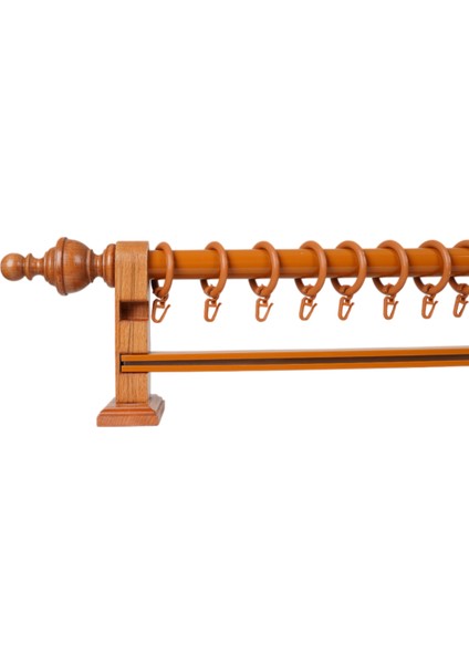 Boni Modern Rustik Ahşap Rustik Perde Askısı Tek Raylı