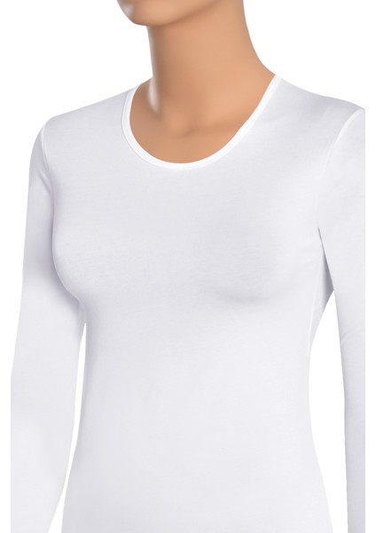 Kadın T-Shirt Bisiklet Yaka Uzun Kol (%96 Pamuk - %4 Elastan)