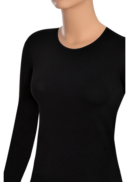 Kadın T-Shirt Bisiklet Yaka Uzun Kol (%96 Pamuk - %4 Elastan)