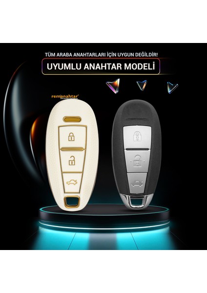 Vitara Swift 3 Buton Smart Nano Desenli Anahtar Kılıfı - Beyaz fiyatları