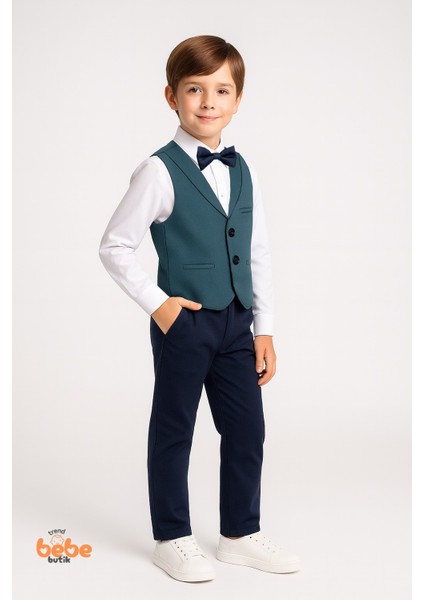 Erkek Çocuk 4’lü Takım Elbise Seti Yelek, Gömlek,pantolon ve Papyon Düğün,bayram, Özel Gün Kıyafeti fiyatları