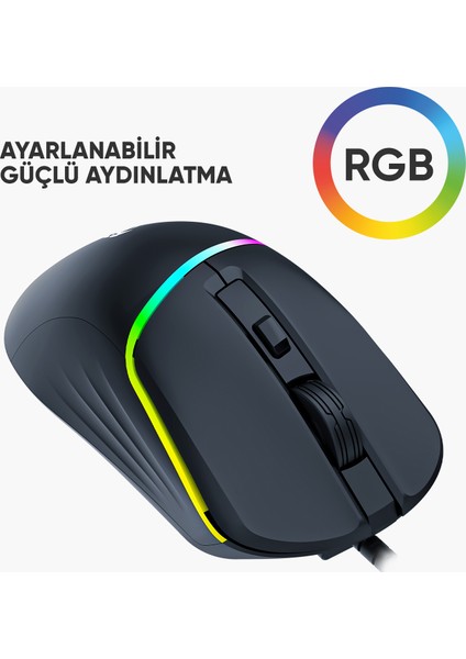 GE517M Rgb Aydınlatma 7200 Dpı Kablolu Gaming Mouse Makrolu Profesyonel Oyuncu Mouse Uygulamalı modelleri