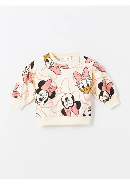 Lcw Baby Ekru Bisiklet Yaka Uzun Kollu Minnie Mouse Baskılı Kız Bebek Sweatshirt ve Tayt 2'li Takım fiyatları