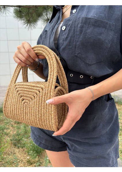 Soft Mini Jüt Hasır Portföy Clutch El Çantası Yazın Modası fırsatları