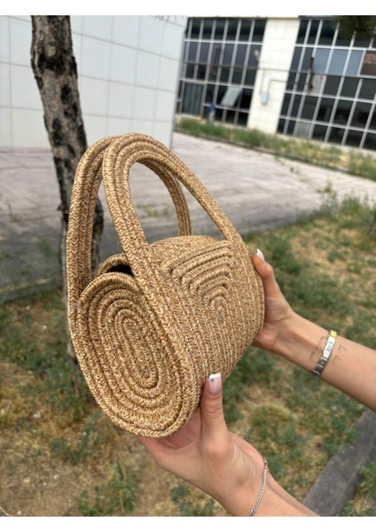 Soft Mini Jüt Hasır Portföy Clutch El Çantası Yazın Modası